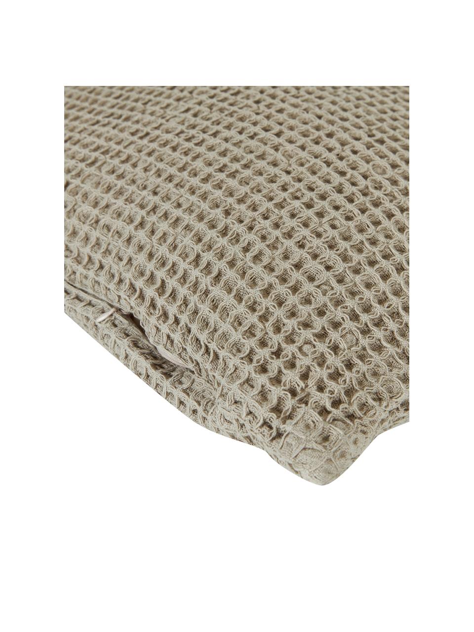 Waffelpiqué-Kissenhülle Lois aus Baumwolle, 100 % Baumwolle, Taupe, B 50 x L 50 cm