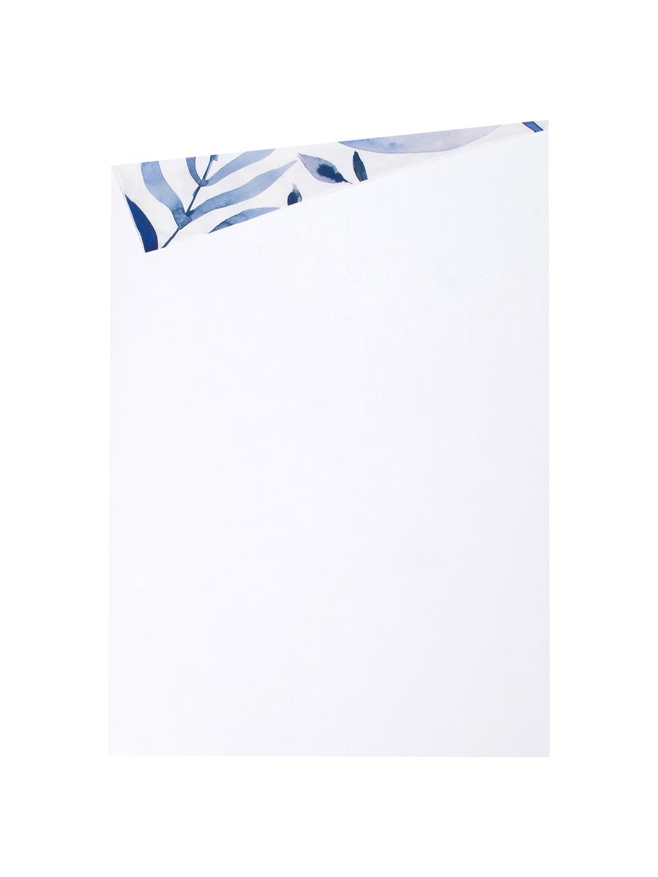 Housse de couette en percale Francine, Endroit : bleu, blanc Envers : blanc, larg. 240 x long. 220 cm