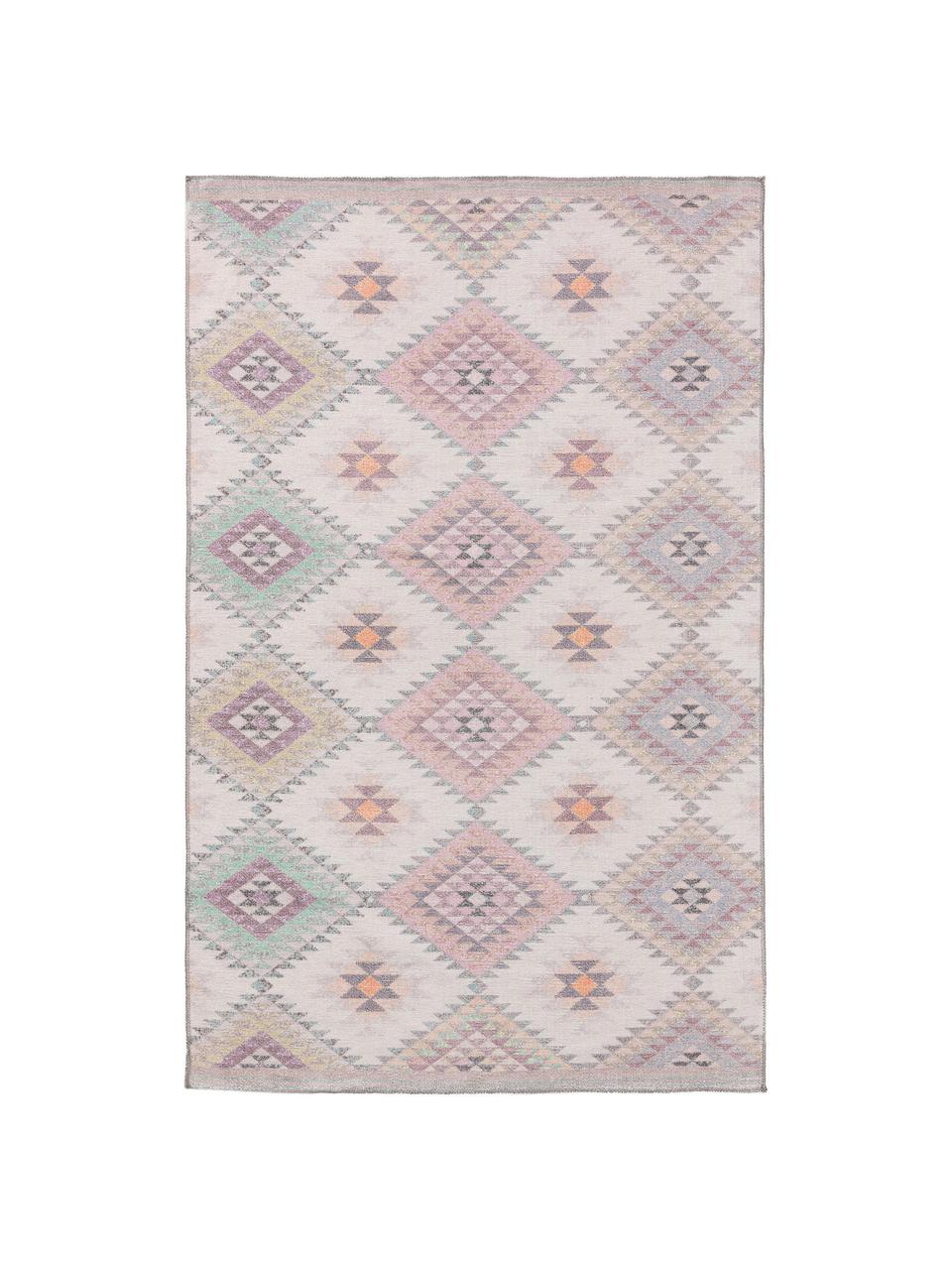 Tappeto etnico reversibile kilim Ana, 80% poliestere 20% cotone, Rosa, multicolore, Larg. 150 x Lung. 230 cm