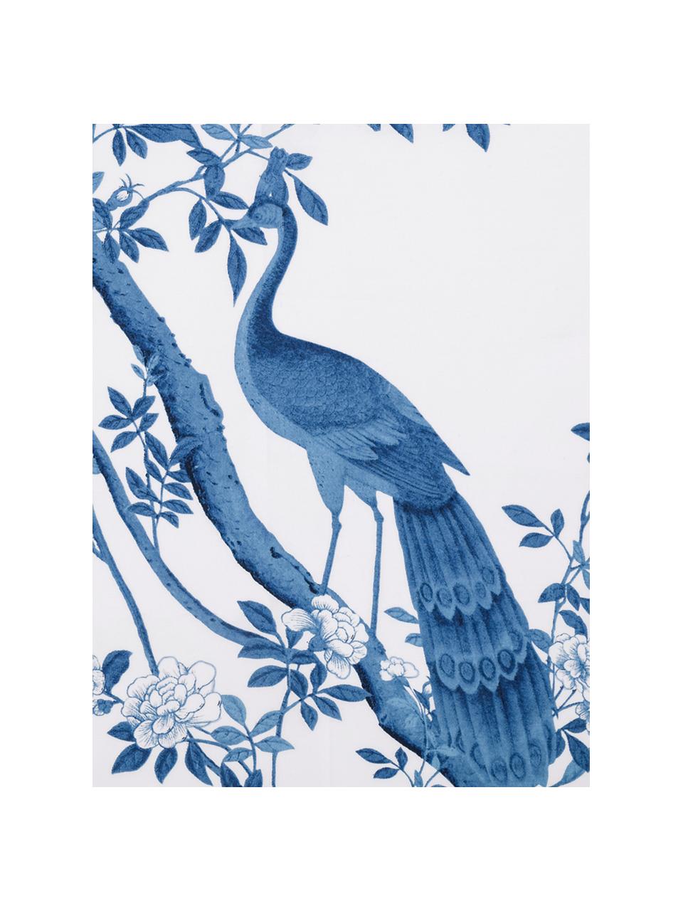 Baumwollperkal-Bettwäsche Annabelle mit floraler Zeichnung, Webart: Perkal Fadendichte 200 TC, Blau, Weiß, 135 x 200 cm + 1 Kissen 80 x 80 cm