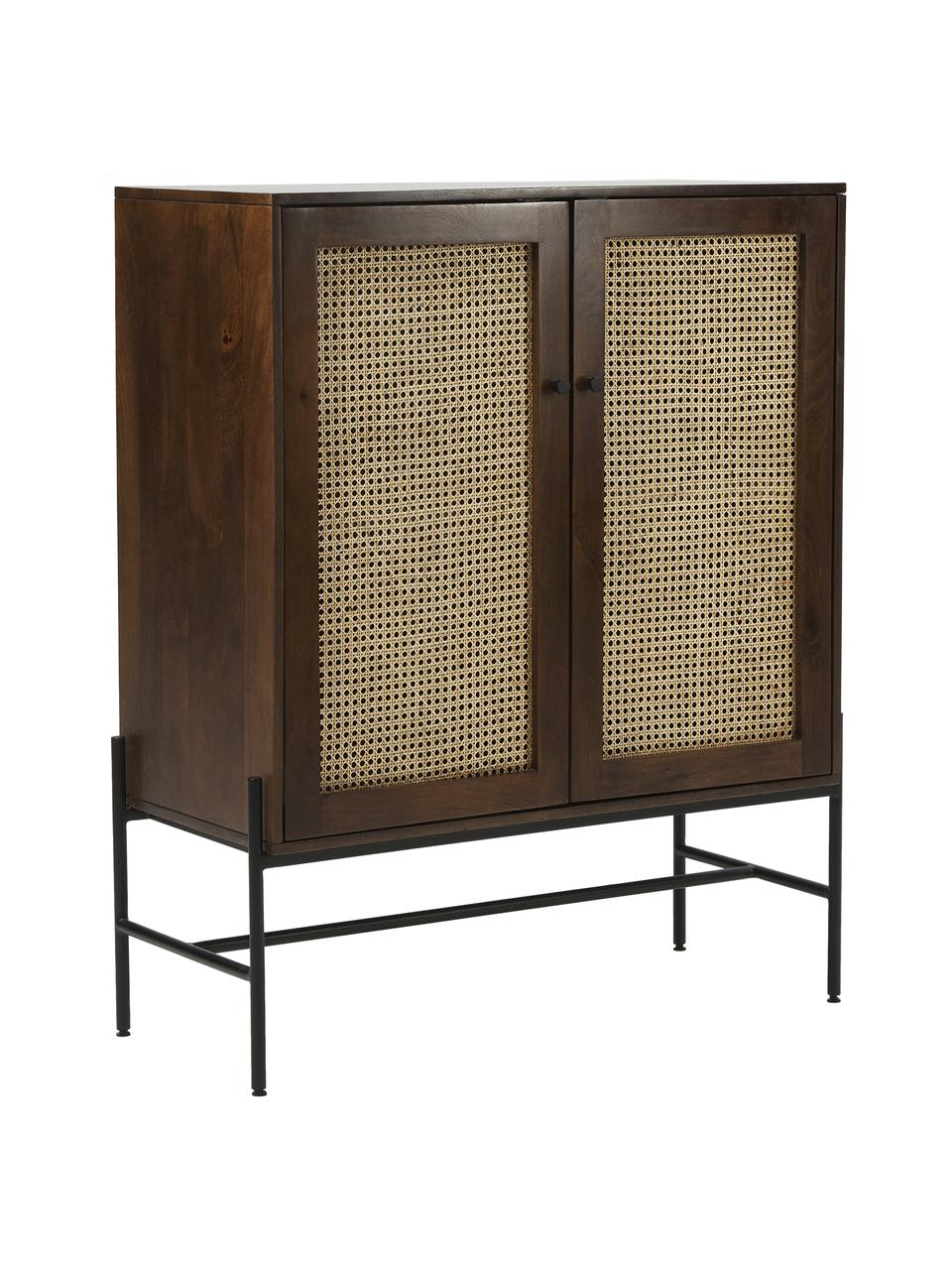 Rangement haut avec tissage viennois Vienna, Bois de manguier, larg. 100 x haut. 120 cm