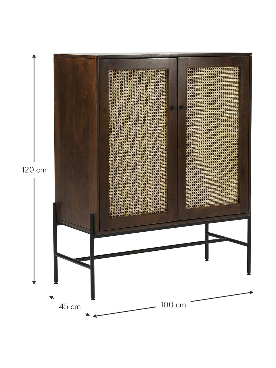 Komoda s viedenským výpletom Vienna, Mangové drevo, Š 100 x H 120 cm