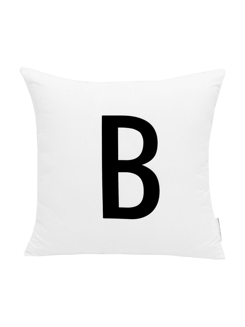 Housse de coussin Alphabet (variantes de A à Z), 100 % polyester, Blanc, Modèle B