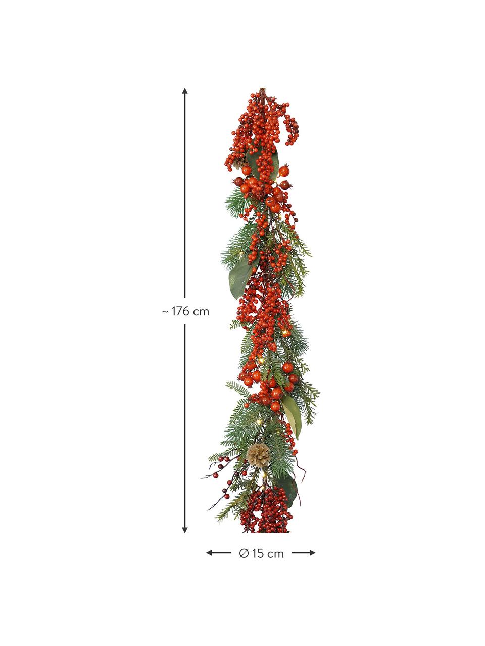 Girlanda Marien, D 176 cm, Plast, Červená, tmavozelená, Ø 15 x D 176 cm