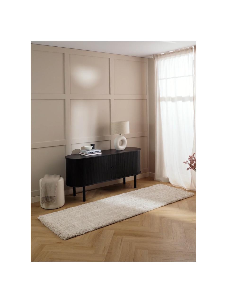 Flauschiger Hochflor-Läufer Amelie, handgetuftet, Flor: 100 % Polyester, Beige, Cremeweiß, B 80 x L 200 cm
