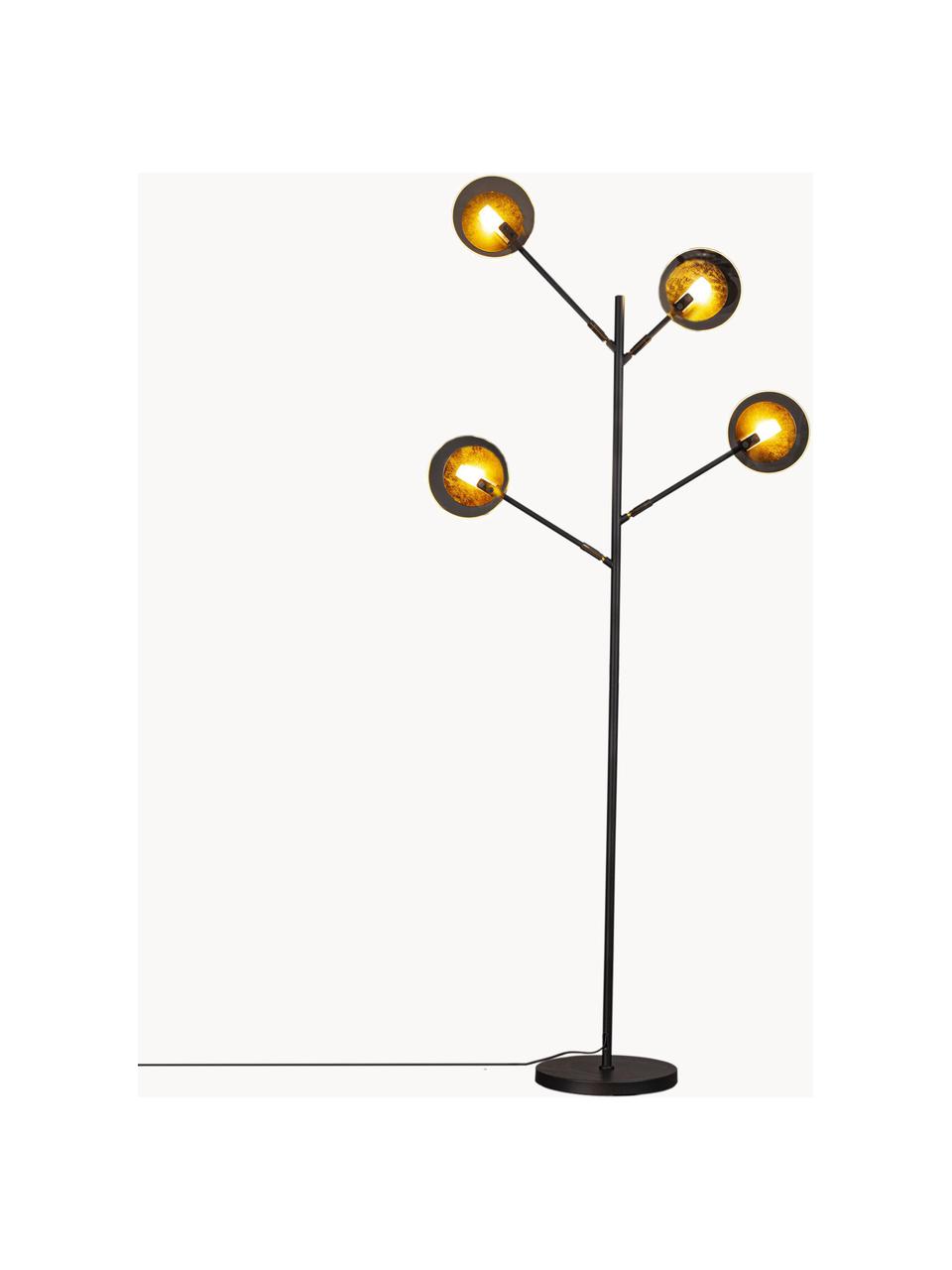 Grote vloerlamp Turno met diffusorschijven, Zwart, H 176 cm