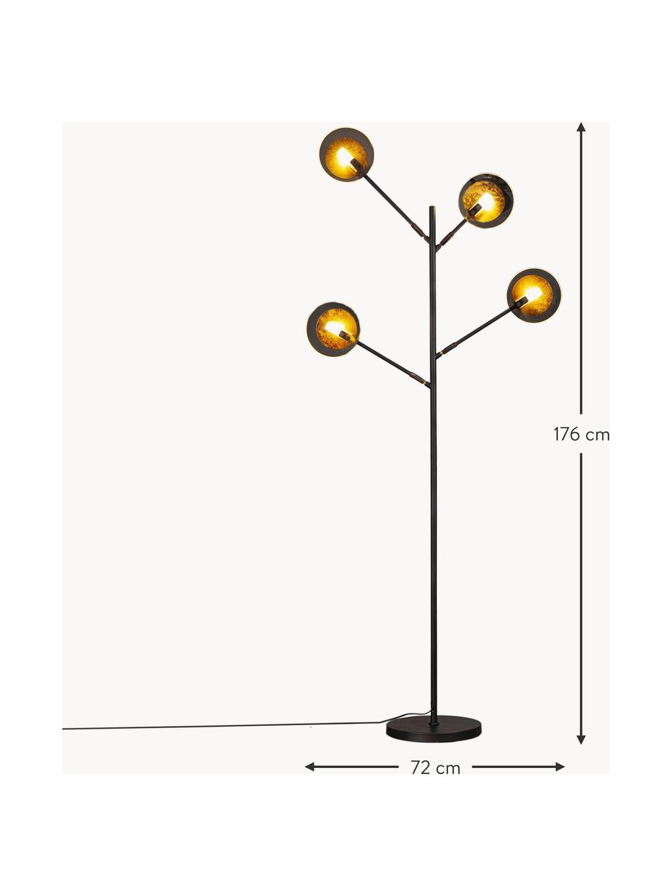 Grote vloerlamp Turno met diffusorschijven, Zwart, H 176 cm