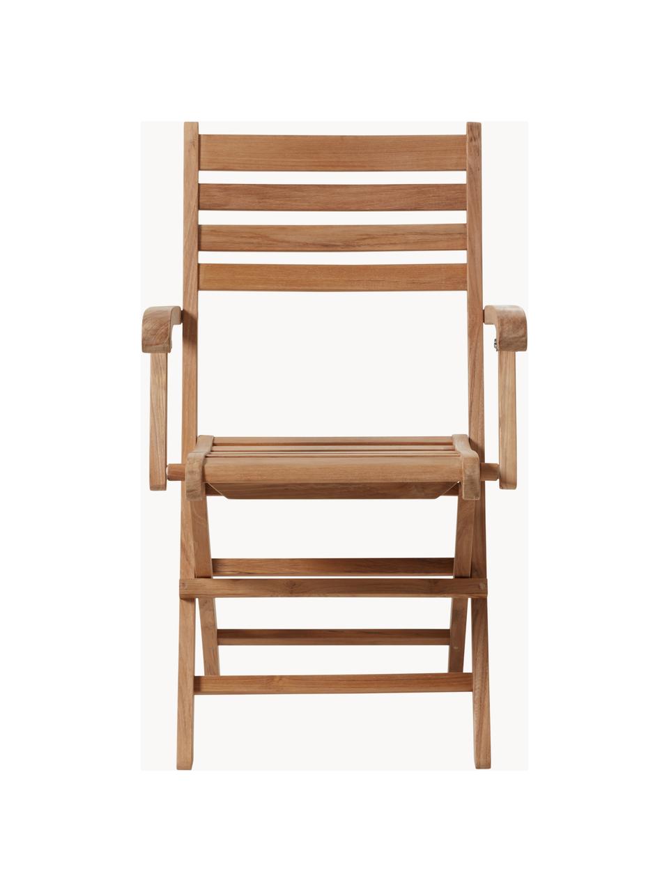 Inklapbaar tuin armstoel York van teakhout, Teakhout, gepolijst, Teak, B 52 x D 53 cm