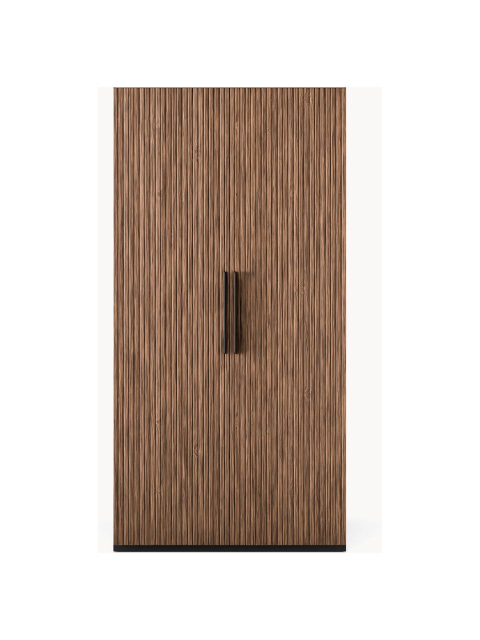 Modularer Drehtürenschrank Simone, 100 cm Breite, mehrere Varianten, Korpus: Spanplatte, melaminbeschi, Walnussholz-Optik, Schwarz, Classic Interior, B 100 x H 200 cm