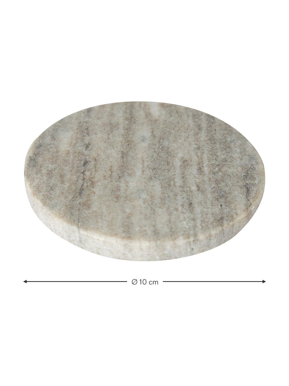 Posavasos de mármol travertino Callum, 4 uds., Mármol, Gris, Ø 10 x Al 1 cm