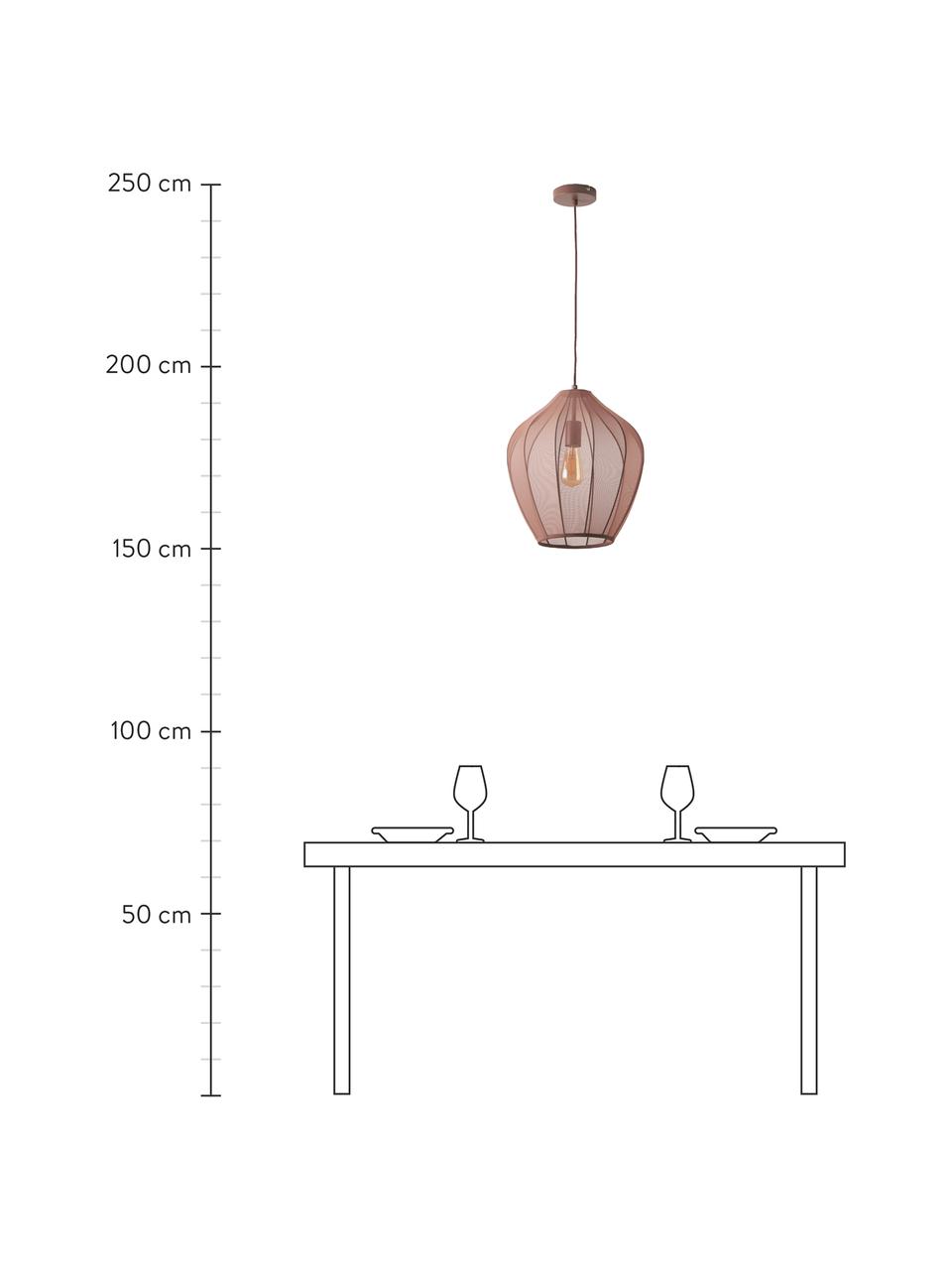 Hanglamp Beau van netstof, Lampenkap: textiel, Baldakijn: gepoedercoat metaal, Roodbruin, Ø 40 x H 42 cm
