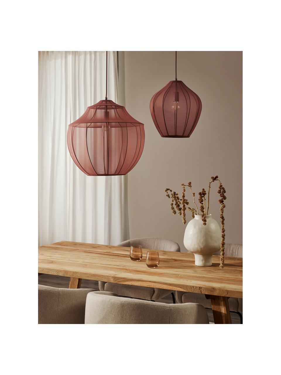Lámpara de techo en tejido malla Beau, Pantalla: tela, Estructura: metal con pintura en polv, Cable: cubierto en tela, Rojo indio, Ø 40 x Al 42 cm