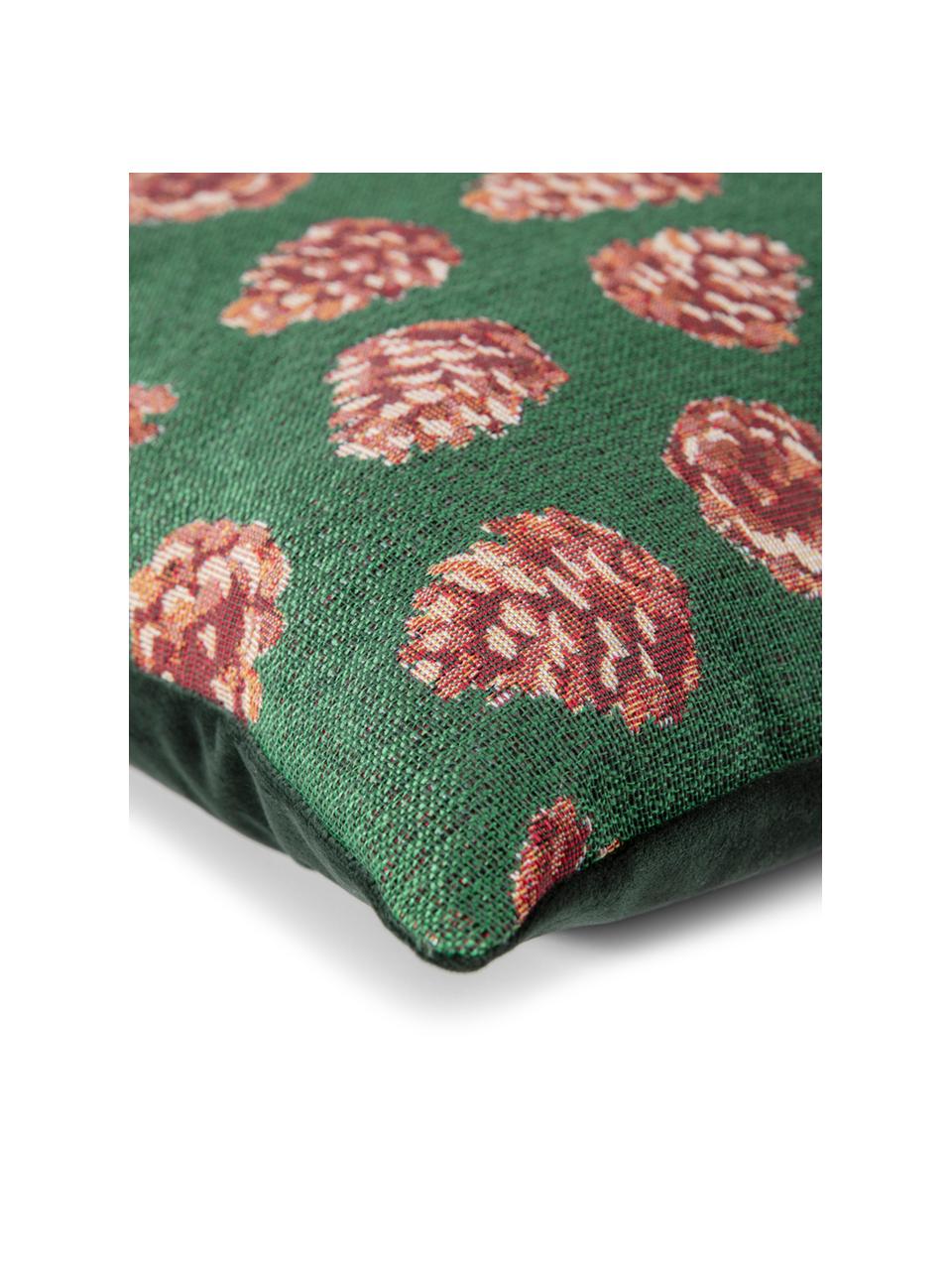 Kussenhoes Alvin met winterse motieven, Weeftechniek: jacquard, Groen, rood, beige, 40 x 40 cm