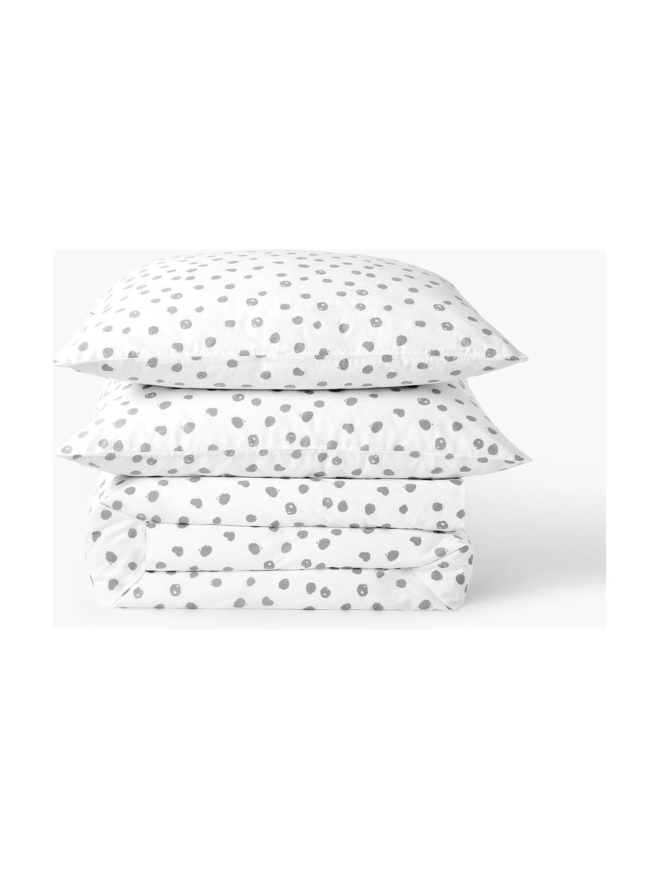 Funda nórdica de algodón Jana, Blanco, gris, Cama 90 cm (155 x 220 cm)