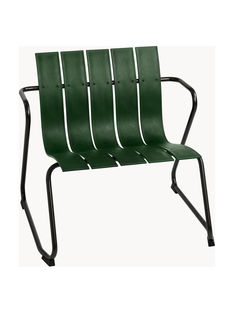 Ręcznie wykonany fotel ogrodowy Ocean, Stelaż: stal z recyklingu, powlek, Ciemny zielony, czarny, S 72 x G 63 cm