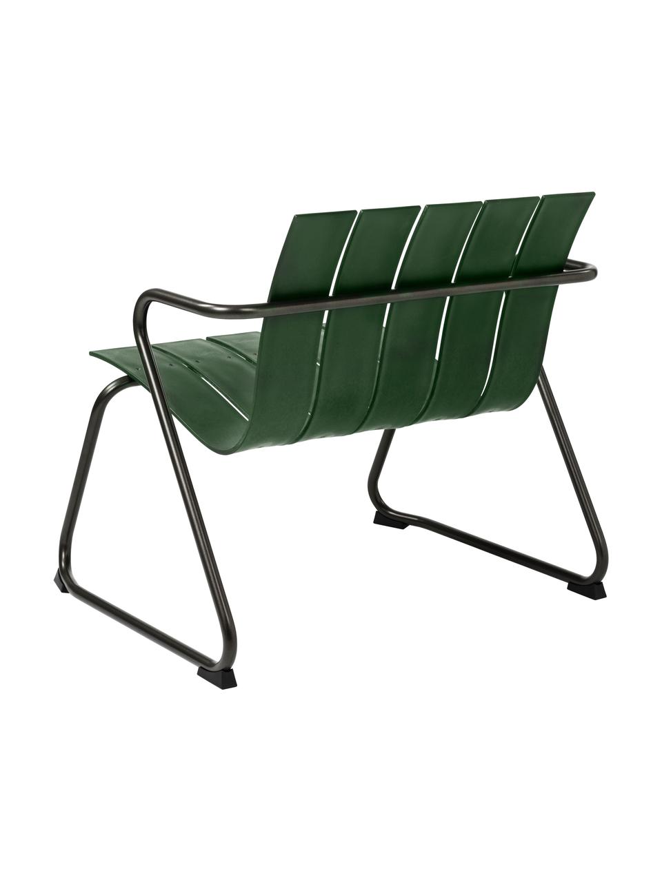 Handgefertigter Garten-Loungesessel Ocean, Gestell: Recycelter Stahl, beschic, Dunkelgrün, Schwarz, B 72 x T 63 cm