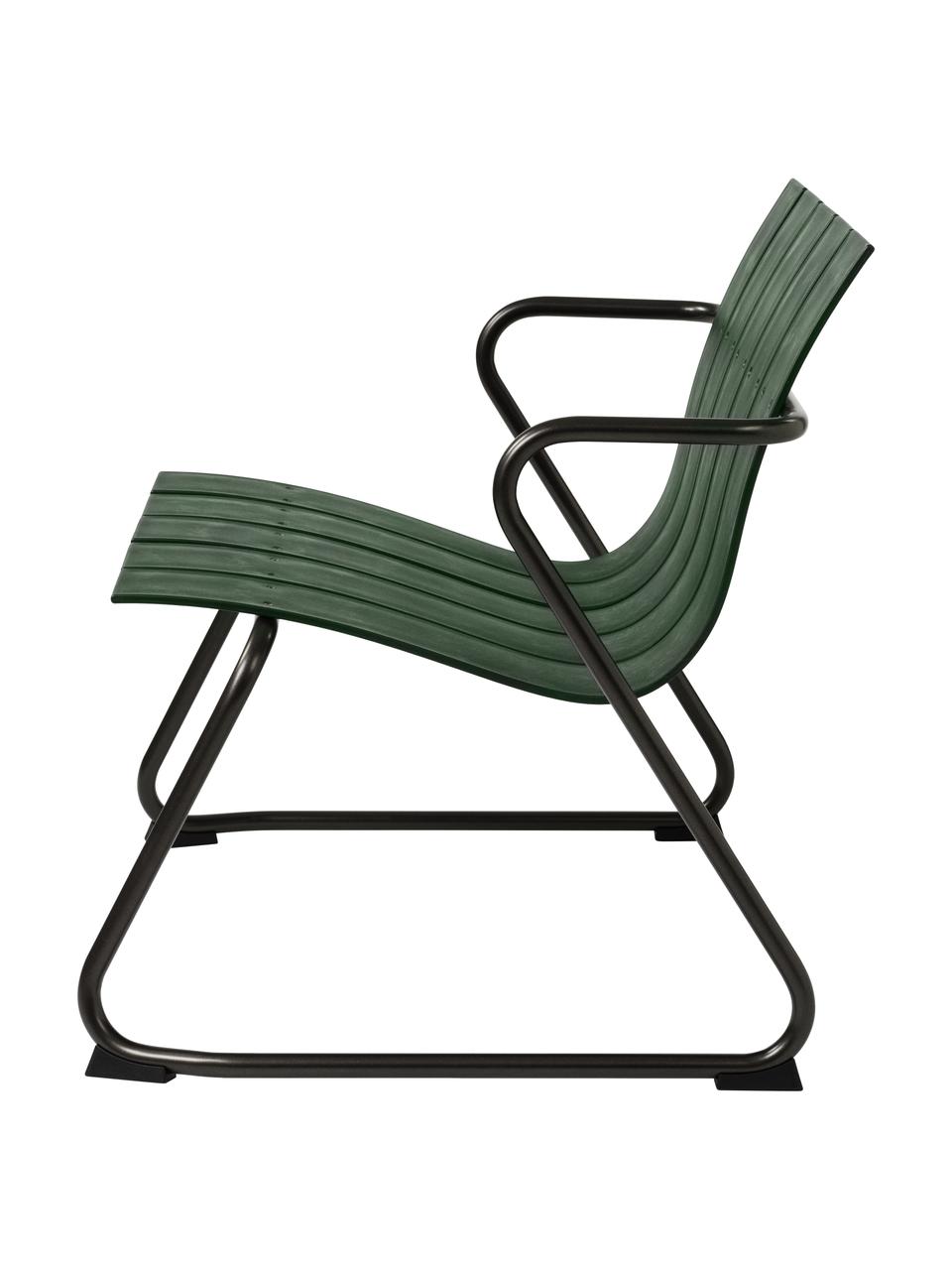 Fauteuil de jardin artisanal Ocean, Vert foncé, noir, larg. 72 x prof. 63 cm