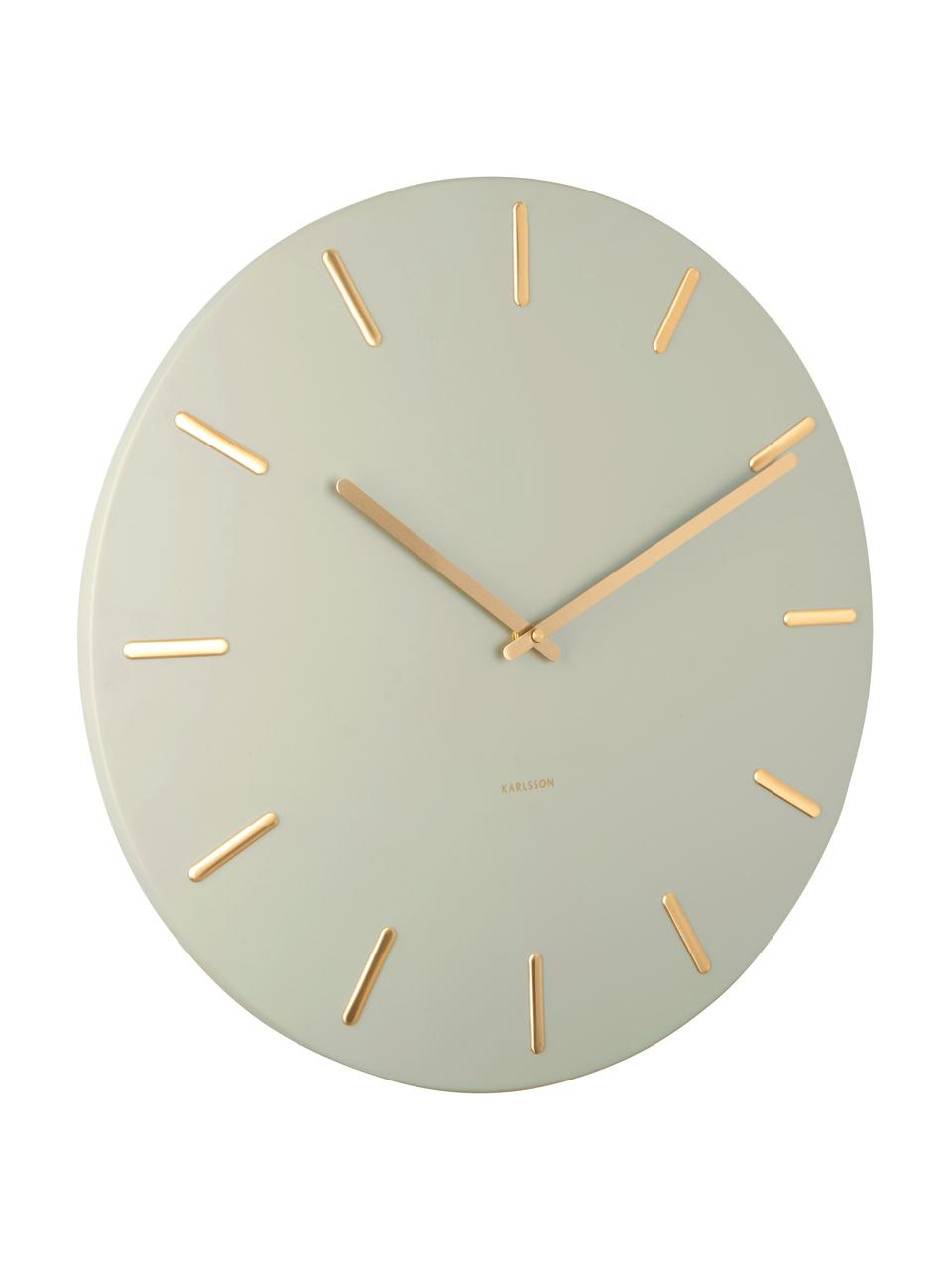 Reloj de pared Charm, Metal recubierto, Verde oliva, dorado, Ø 45 cm