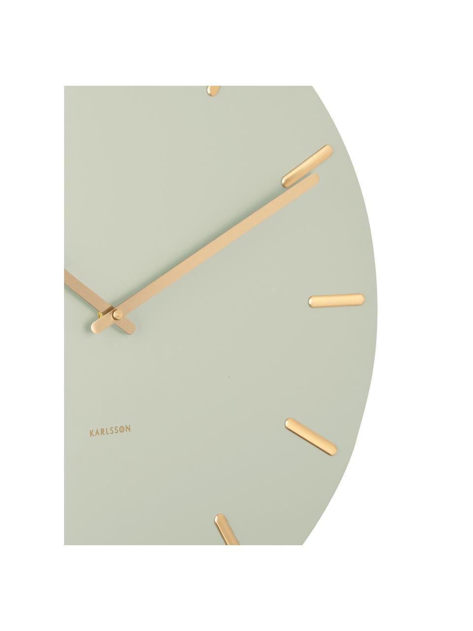 Horloge murale Charm, Métal, enduit, Vert olive, doré, Ø 45 cm