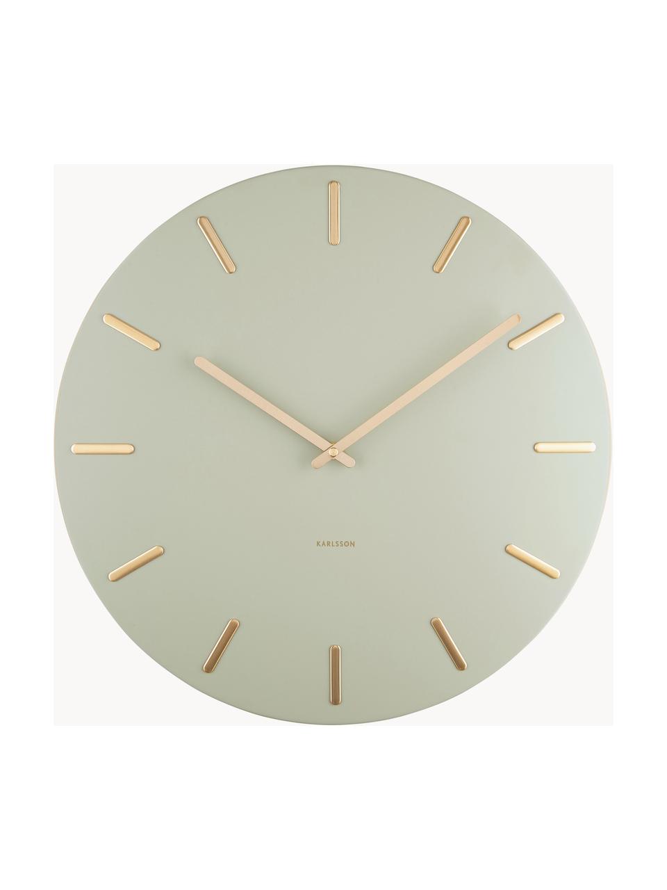 Reloj de pared Charm, Metal recubierto, Verde oliva, dorado, Ø 45 cm