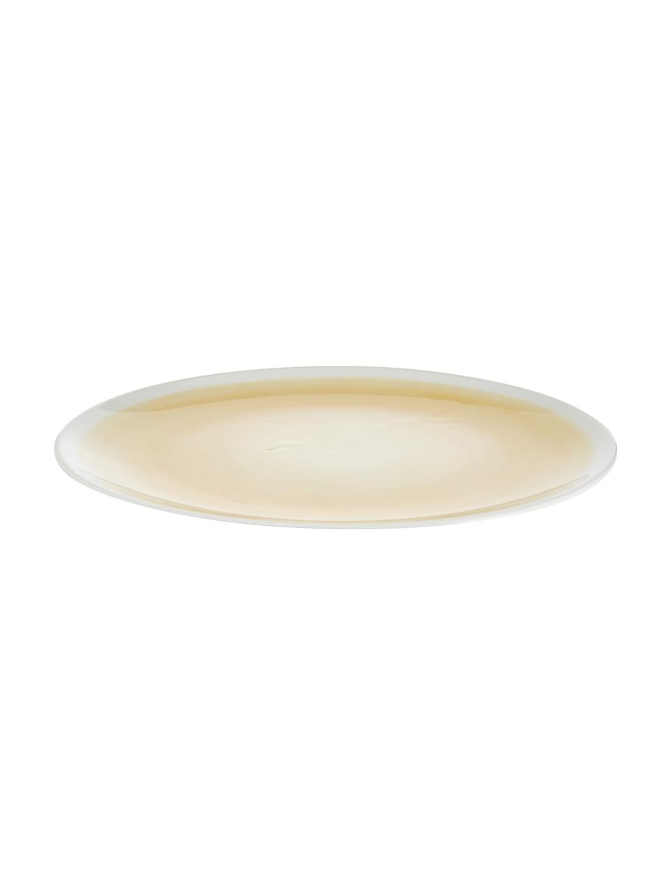 Platos llanos artesanales Pure, 6 uds., Cerámica, Amarillo, blanco, Ø 26 cm