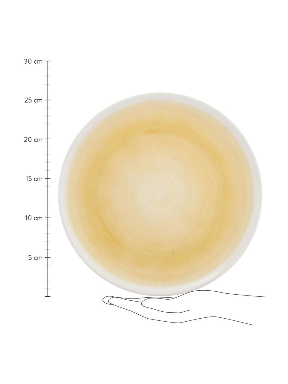 Platos llanos artesanales Pure, 6 uds., Cerámica, Amarillo, blanco, Ø 26 cm