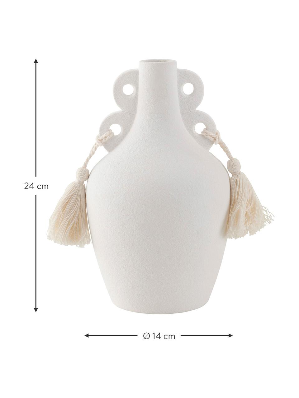 Dizajnová váza z kameniny Middle, Kamenina, Biela, Ø 14 x V 24 cm