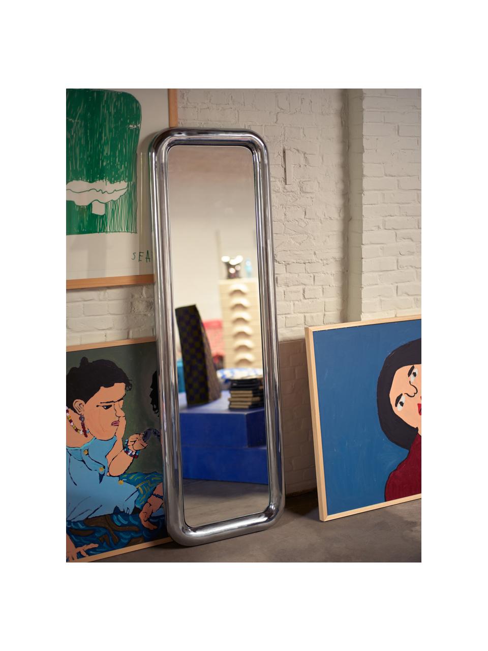 Standspiegel Chubby mit Stahlrahmen, Spiegelfläche: Spiegelglas, Rahmen: Stahl, verchromt, Chromfarben, B 53 x H 170 cm