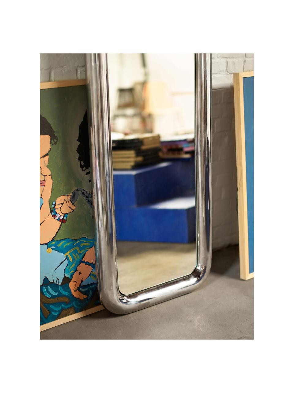 Standspiegel Chubby mit Stahlrahmen, Spiegelfläche: Spiegelglas, Rahmen: Stahl, verchromt, Silberfarben, B 53 x H 170 cm