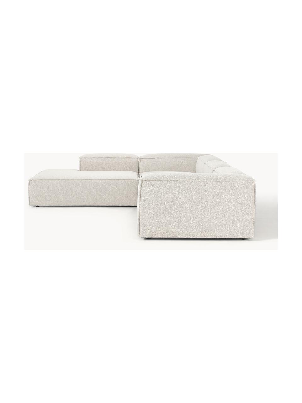 Modulárna XL rohová bouclé pohovka Lennon, Buklé lomená biela, Š 329 x H 269 cm, ľavostranná