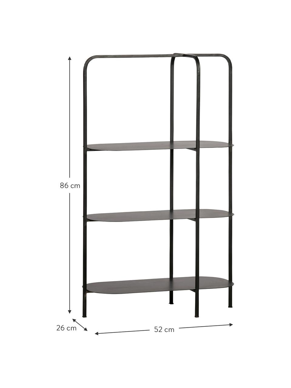 Kleines Metall-Standregal Reina, Metall, lackiert, Schwarz, 52 x 86 cm