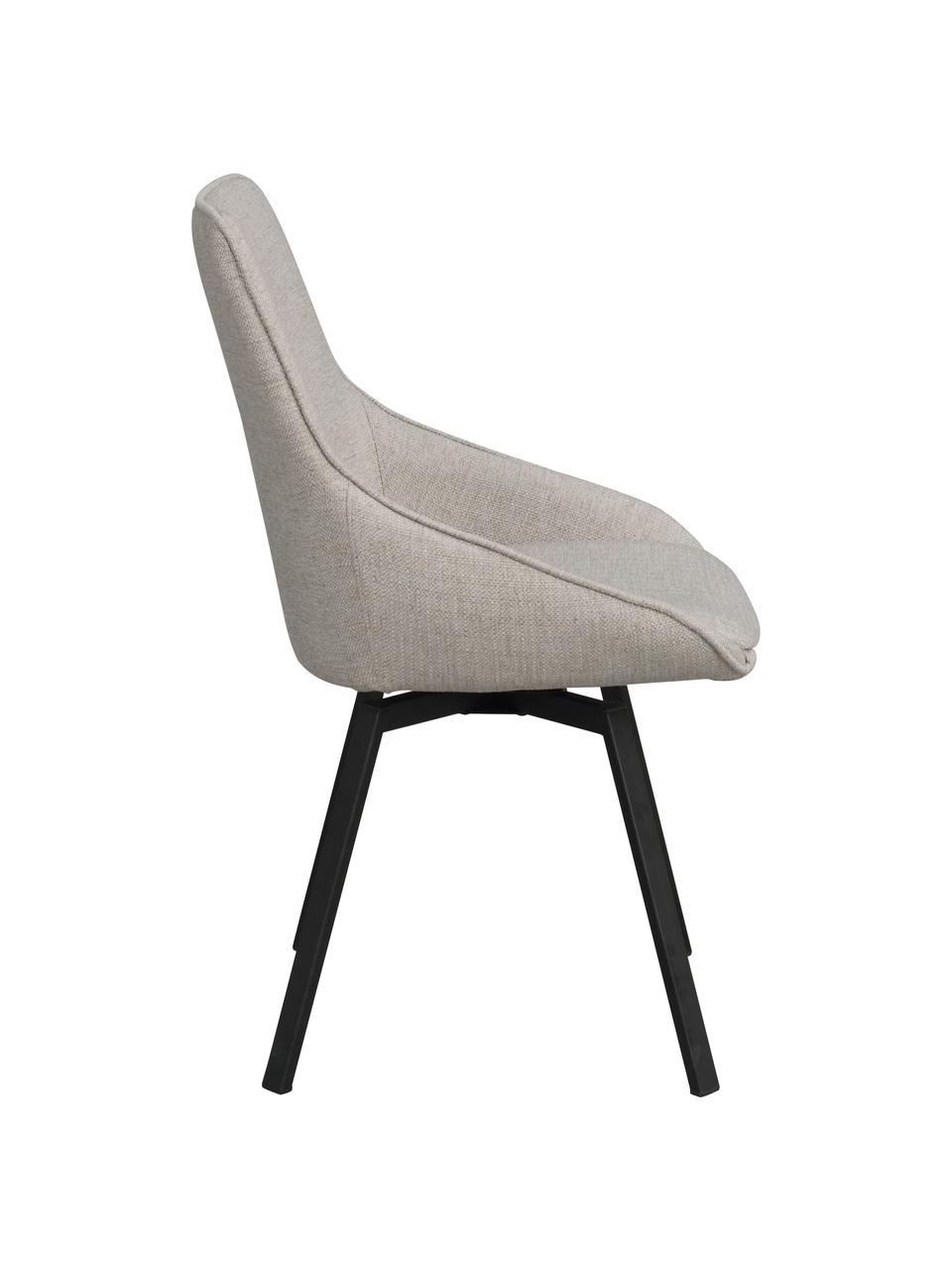Sedia imbottita girevole con gambe in metallo Alison, Rivestimento: 100% polipropilene Il riv, Struttura: legno certificato FSC, Gambe: metallo verniciato a polv, Tessuto greige, Larg. 51 x Prof. 57 cm
