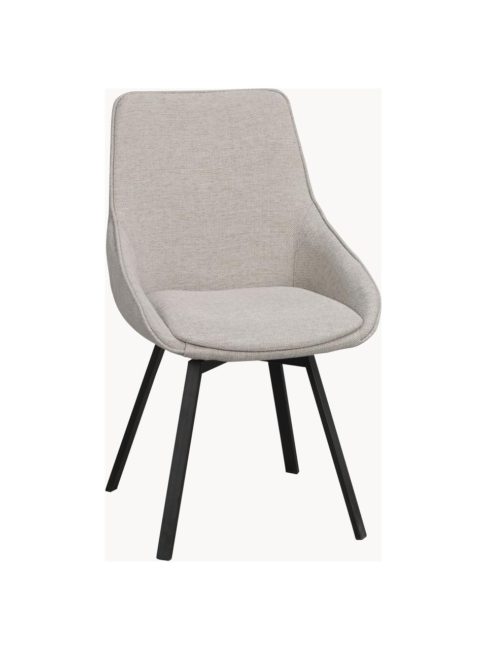 Čalúnená otočná stolička s kovovými nohami Alison, Svetlosivá, čierna, Š 51 x H 57 cm