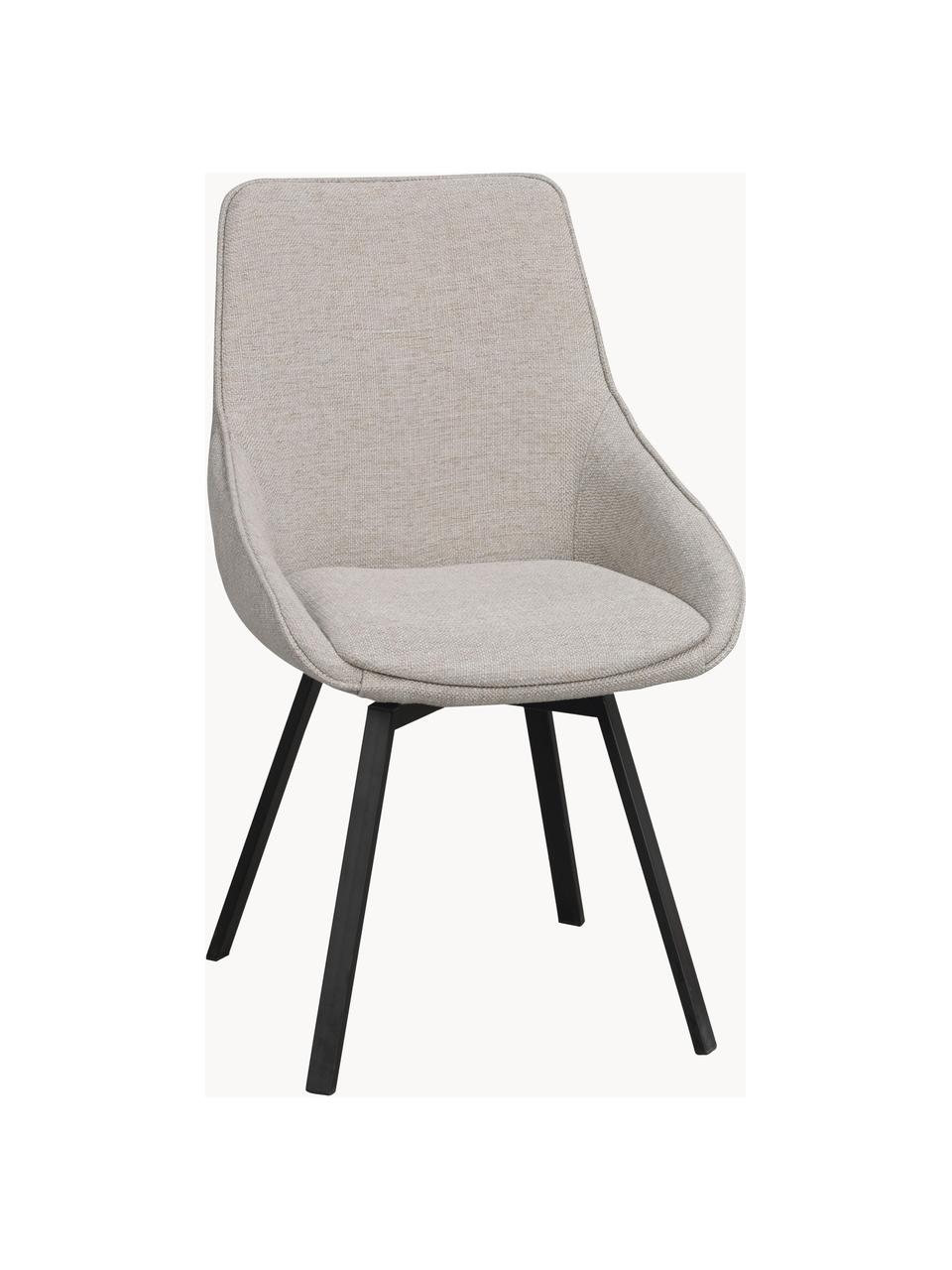 Gestoffeerde draaistoel Alison met metalen poten, Bekleding: 100 % polypropyleen, Frame: hout, FSC-gecertificeerd, Poten: gepoedercoat metaal, Geweven stof greige, B 51 x D 57 cm