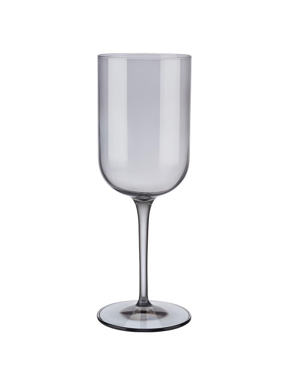 Copas de vino Fuum, 4 uds., Vidrio, Gris transparente, Ø 8 x Al 22 cm, 400 ml