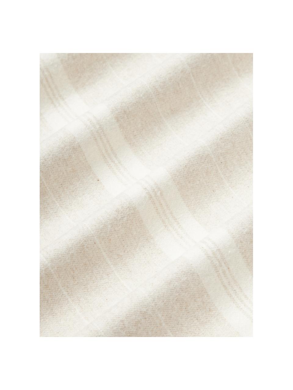 Housse de coussin en flanelle à rayures Belinda, Beige clair, blanc cassé, larg. 200 x long. 200 cm