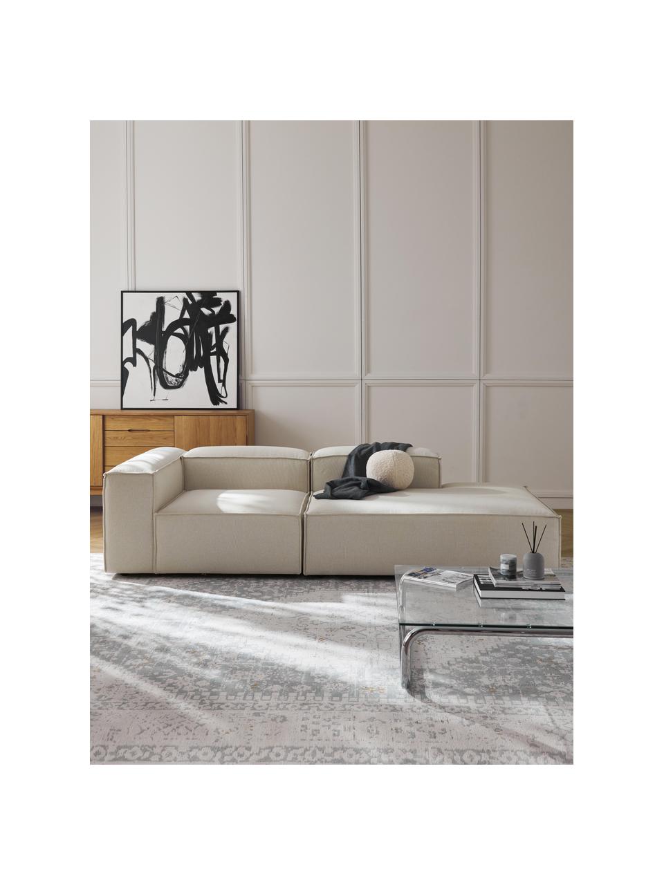 Modulaire chaise longue Lennon, Bekleding: 100% polyester De slijtva, Frame: massief grenenhout, multi, Poten: kunststof Dit product is , Geweven stof gebroken wit, B 269 x D 119 cm, armleuning links