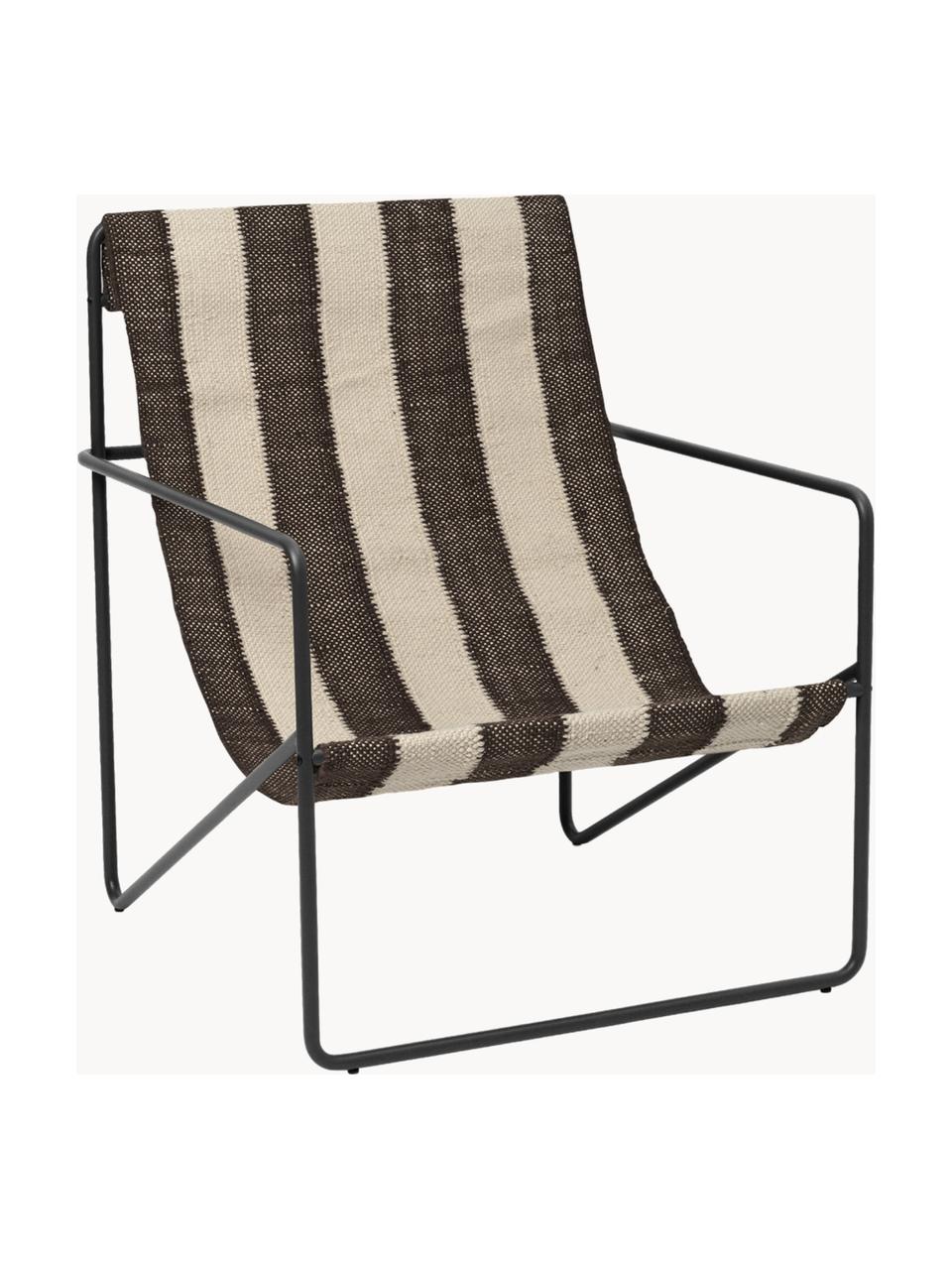 Fauteuil lounge Desert, Tissu beige clair, brun foncé, noir, larg. 63 x prof. 66 cm