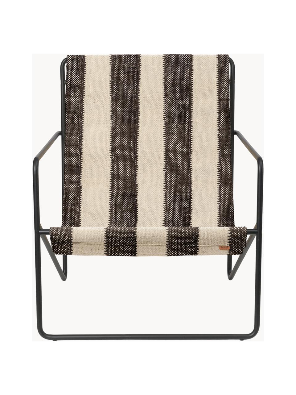 Loungesessel Desert, Sitzfläche: 100 % Polyester aus recyc, Gestell: Stahl, pulverbeschichtet, Webstoff Hellbeige, Dunkelbraun, Schwarz, B 63 x T 66 cm