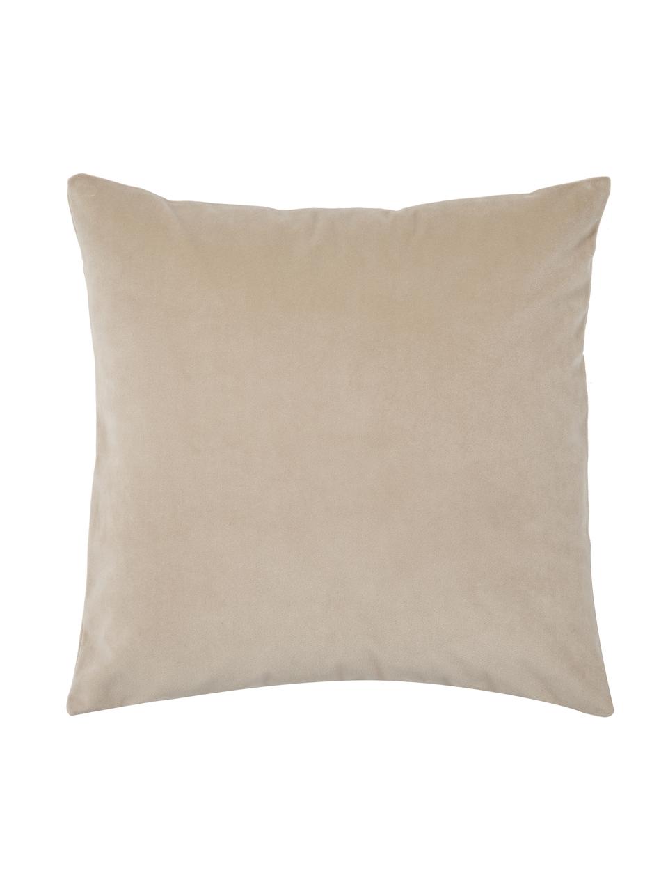 Federa arredo in velluto/lino beige Adelaide, Beige, Larg. 45 x Lung. 45 cm