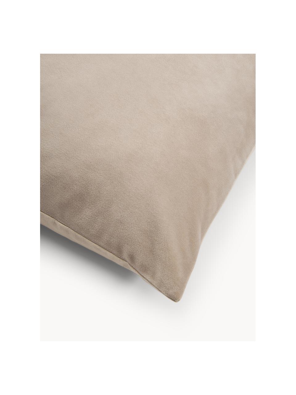 Housse de coussin velours/lin Adelaide, Beige, larg. 45 x long. 45 cm