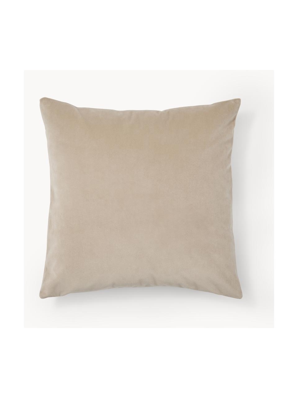 Housse de coussin velours/lin Adelaide, Beige, larg. 45 x long. 45 cm