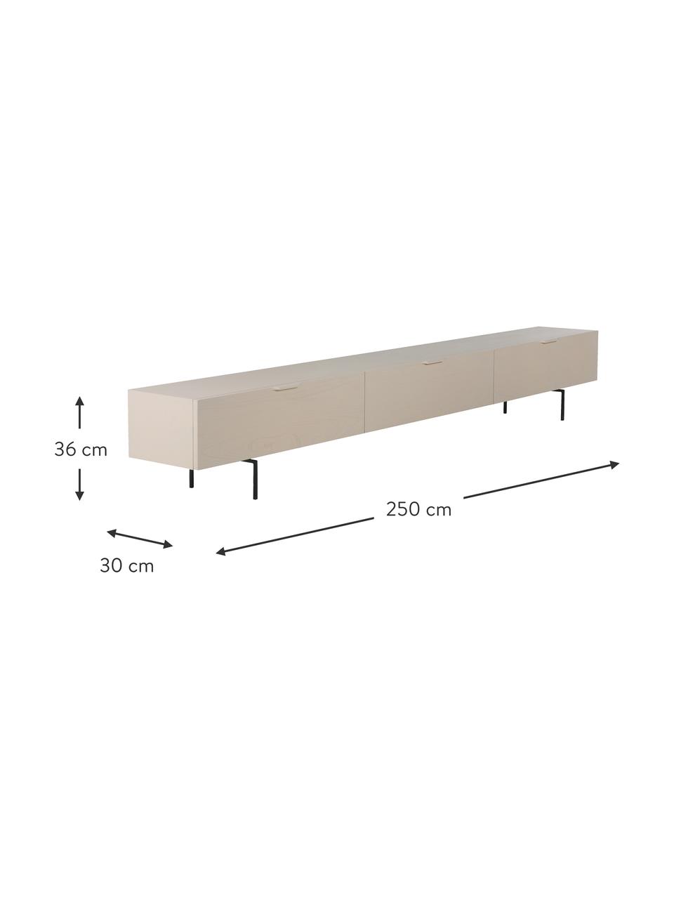 TV-konzolový stolík z dreva Tave, Svetlobéžová, Š 250 x V 36 cm