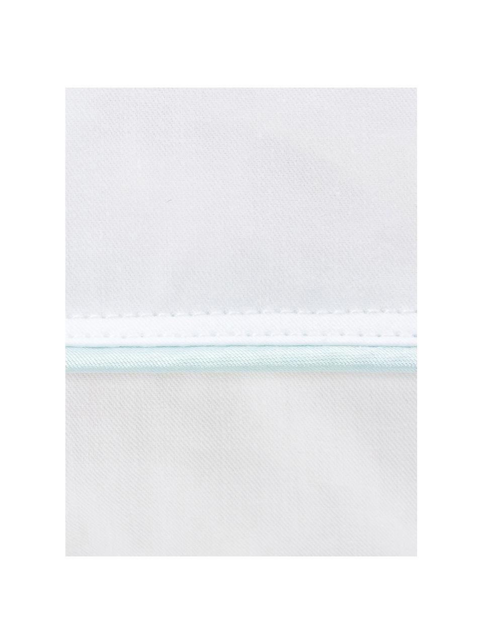 Almohada de plumas Comfort, blanda, Blanco con ribete turquesa satinado, An 45 x L 85 cm