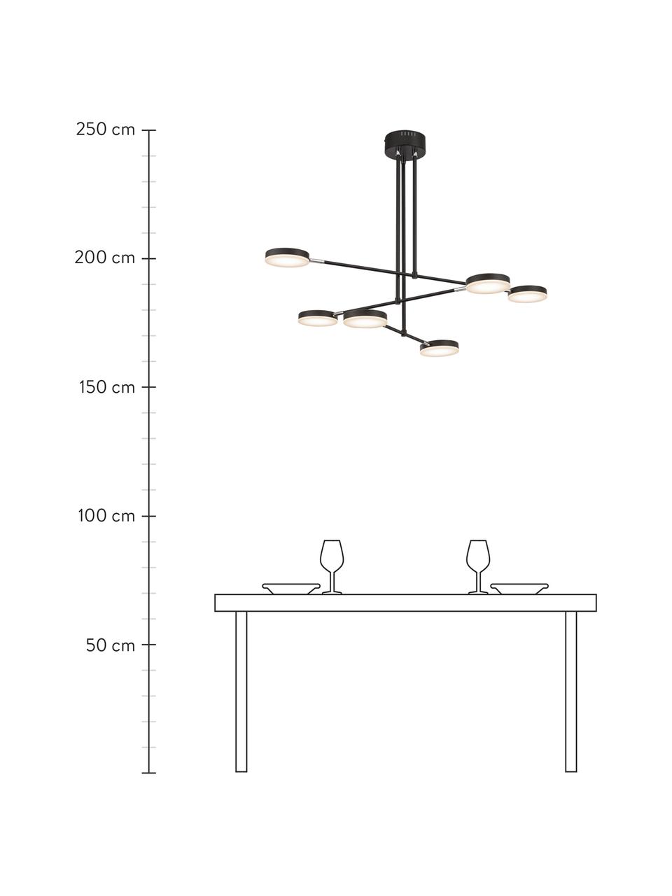 Grande suspension noire LED Fad, Noir, couleur argentée, beige, larg. 89 x haut. 62 cm