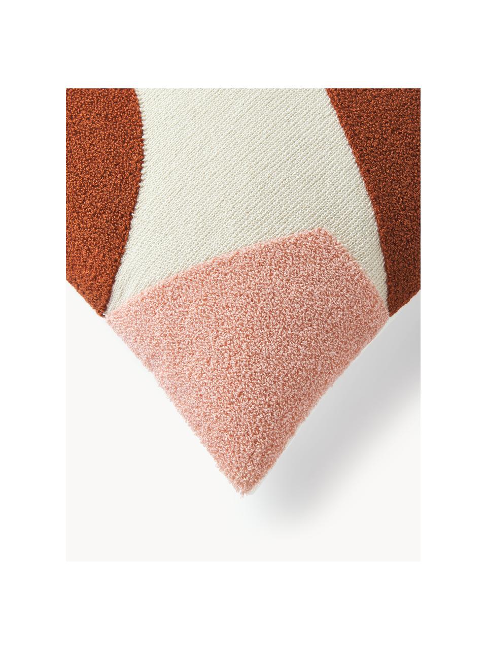 Copricuscino in cotone con decoro astratto Nomi, Retro: 100% cotone Il materiale , Terracotta, pesca, verde oliva, bianco latte, Larg. 45 x Lung. 45 cm