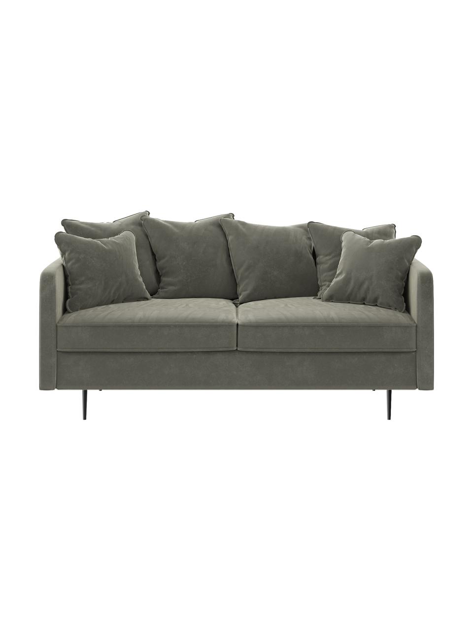 Divano 2 posti in velluto grigio Esme, Rivestimento: 100% velluto di poliester, Struttura: legno duro, legno tenero,, Piedini: metallo rivestito Il rive, Grigio, Larg. 176 x Prof. 96 cm