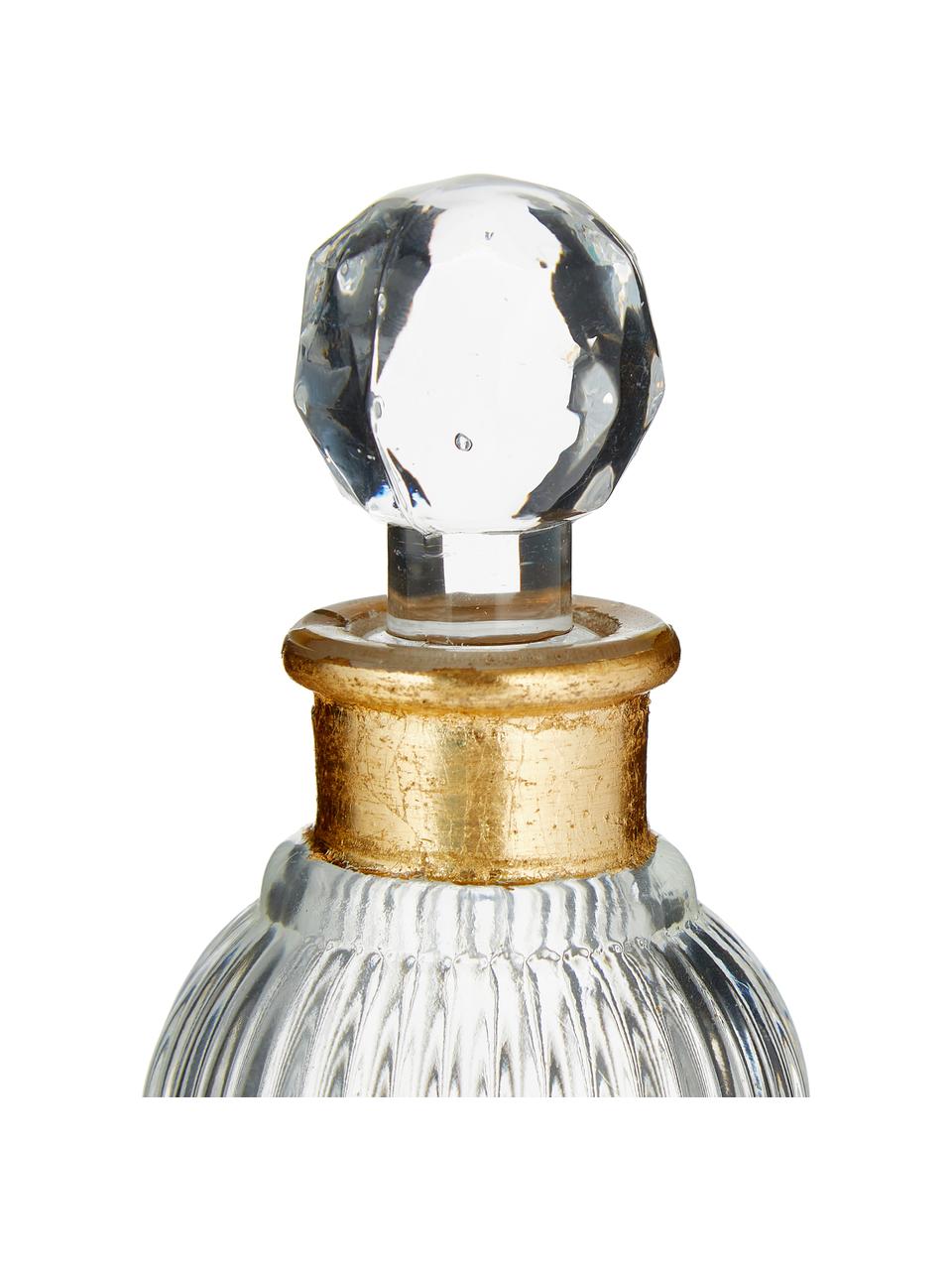 Decoratieve fles Rotira, Gelakt glas, Transparant, goudkleurig, Ø 6 x H 14 cm
