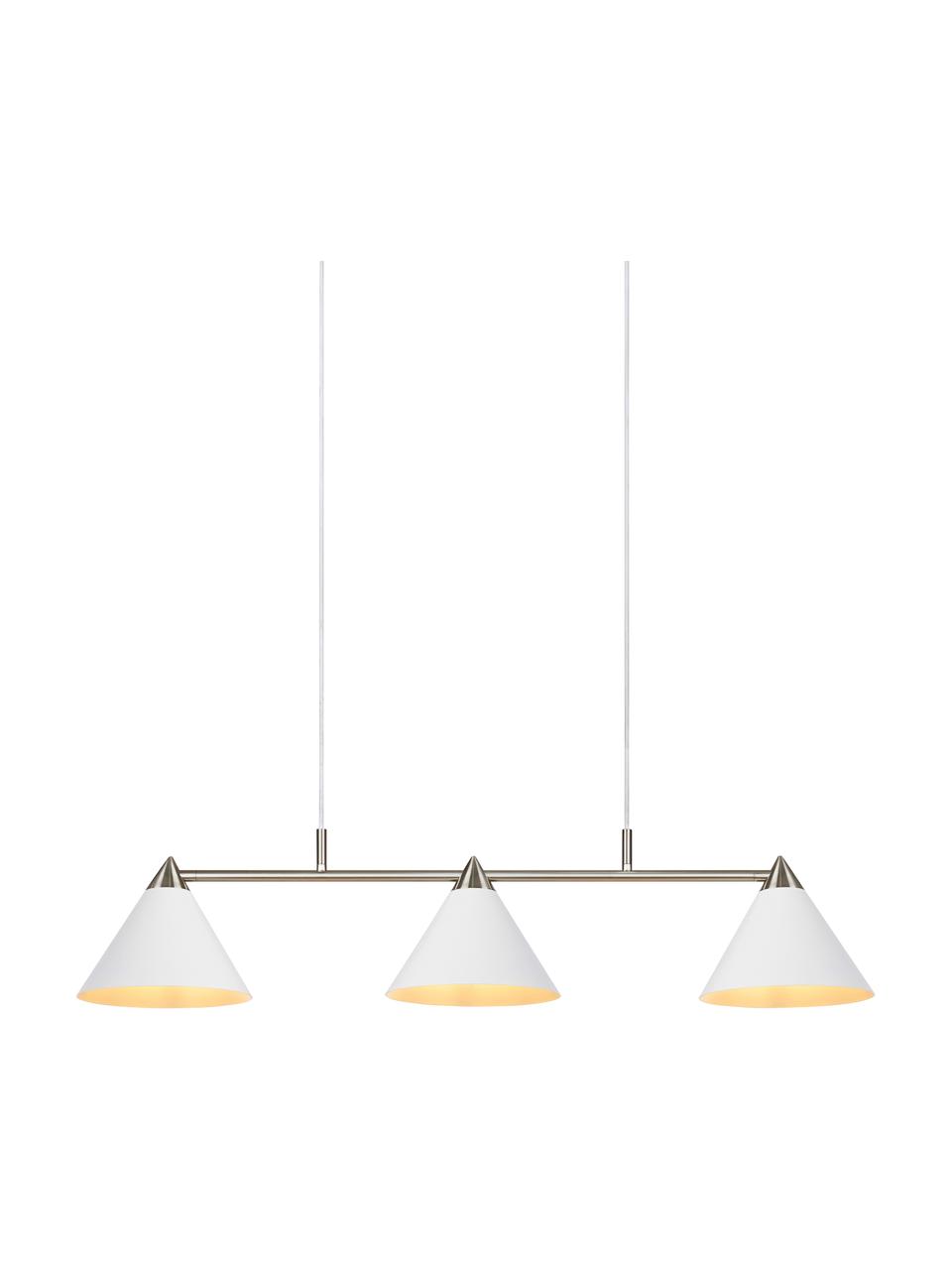 Grote hanglamp Klint, Baldakijn: gecoat metaal, Wit, zilverkleurig, 99 x 21 cm