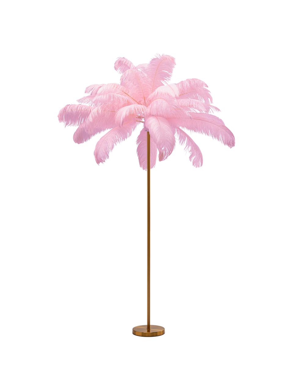 Lampa podłogowa Feather Palm, Odcienie złotego, blady różowy, Ø 65 x W 165 cm